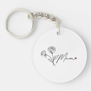 Porte-clés minimaliste pour maman avec cœur en for