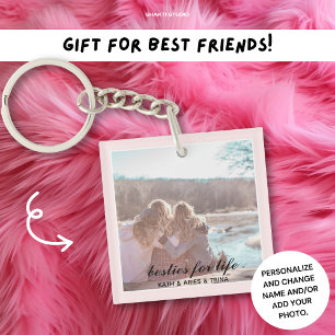 Porte-clés Minimaliste rose meilleur ami Bestie BFF photo