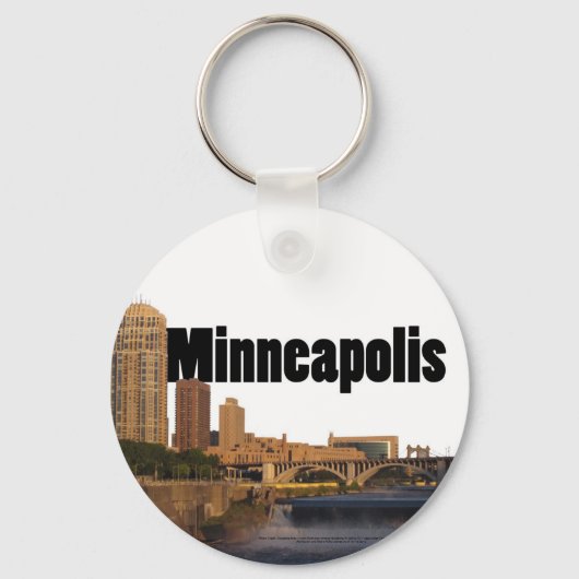 Porte-clés Minneapolis Skyline avec Minneapolis dans le ciel (Recto)