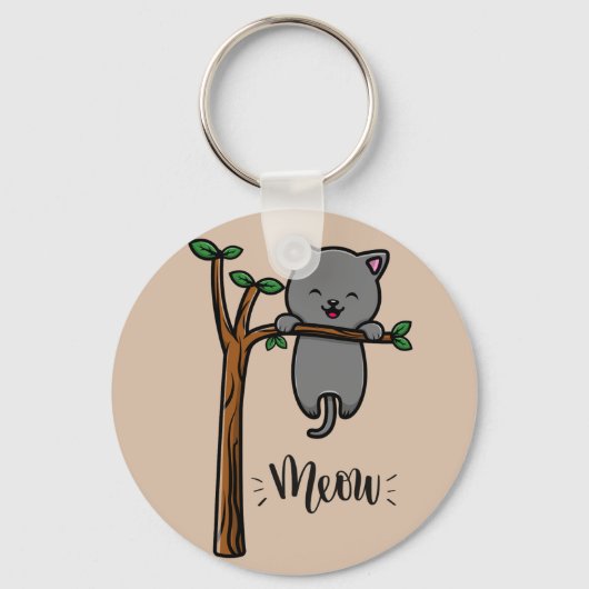 PORTE-CLÉS MINOU CHAT DANS L'ARBRE (Recto)