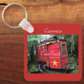 Porte-clés Minuscule caravane rouge tzigane customisée (Recto)
