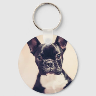 Porte-clés Minuscule Chiot noir et blanc
