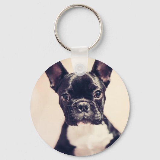 Porte-clés Minuscule Chiot noir et blanc (Recto)