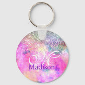 Porte-clés Minuscule monogramme de parties scintillant argent (Verso)