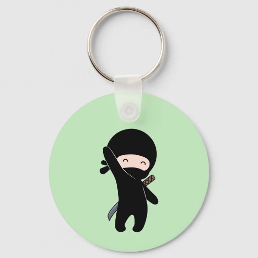 Porte-clés Minuscule Ninja heureux sur vert (Recto)