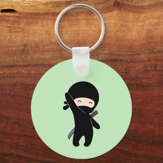 Porte-clés Minuscule Ninja heureux sur vert (Recto)