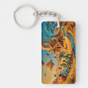 Porte-clés Mirage du désert Ocbre Orange Bleu sarcelle