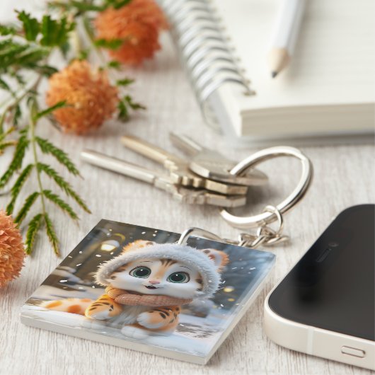 Porte-clés Misha - Un léopard des neiges moelleux (Devant Droit)