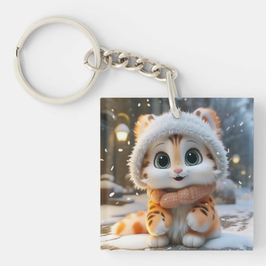 Porte-clés Misha - Un léopard des neiges moelleux (Devant)