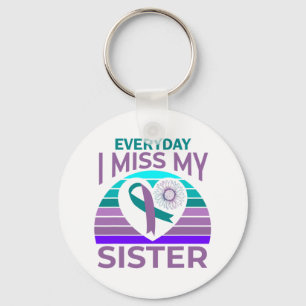 Porte-clés Miss My Sister Heart Ruban Suicide Awareness Brot