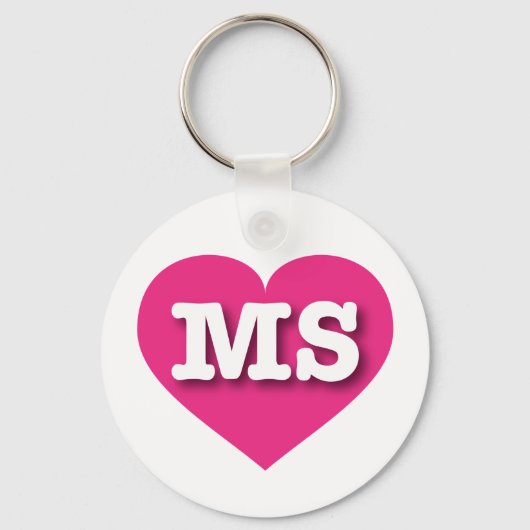 Porte-clés Mississippi Hot Pink Heart - J'aime MS (Recto)