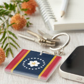 Porte-clés Mississippi : Le drapeau de l'État américain de Ma (Devant Droit)