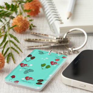 Porte-clés Mittens d'amour d'hiver et motif de flocon de neig