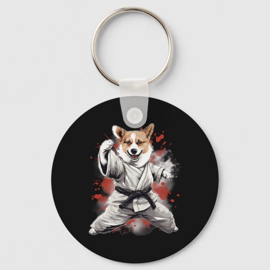 Porte-clés Mixed martial art Cardigan Welsh Corgi Dog Karate  (Recto)