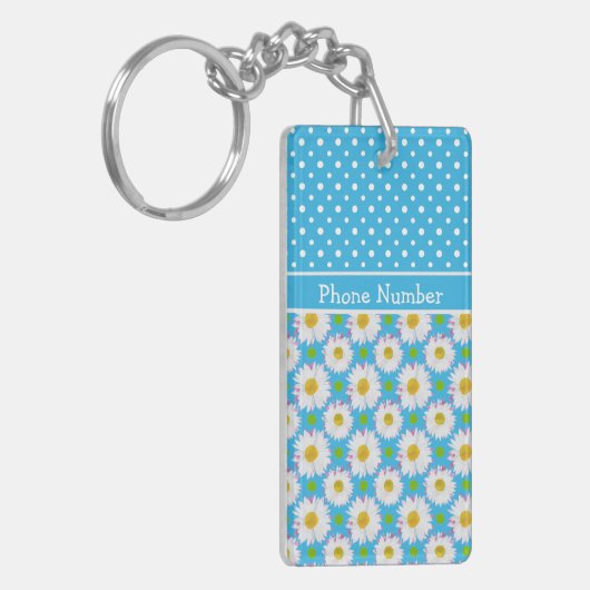 Porte-clés Mix'n'match Polka Dot et Daisy Motifs sur Blue (Devant gauche)