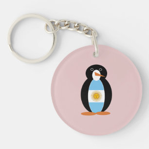 Porte-clés Mme Pingouin Drapeau Argentin sur Rose
