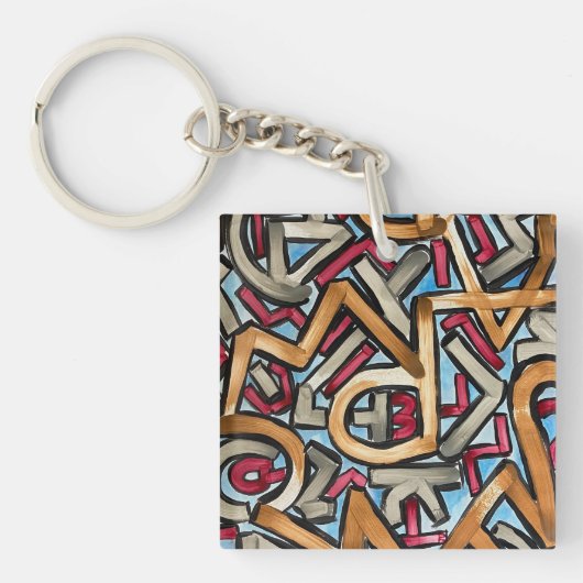 Porte-clés Mocha Red Gray Geometric (Devant)