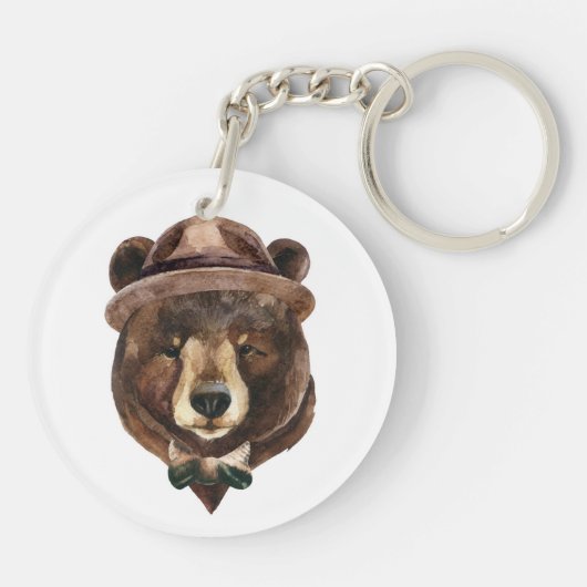 Porte-clés Mode d'ours d'aquarelle (Dos)