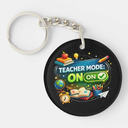 Porte-clés Mode Enseignant : ACTIVÉ – Joli design de rentrée (Devant)