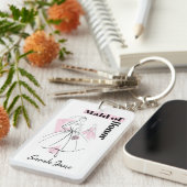 Porte-clés Mode mariée rose femme d'honneur rectangle (Devant droit)