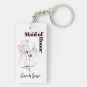 Porte-clés Mode mariée rose femme d'honneur rectangle (Dos)