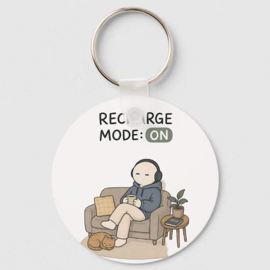 Porte-clés Mode Recharge Activé Mème Drôle d'Introverti (Recto)