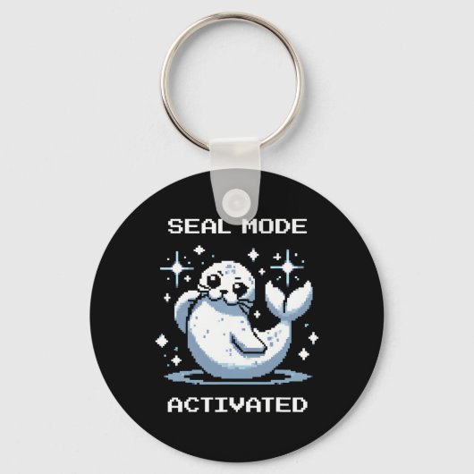 Porte-clés Mode Sceau Activé Pixel Art Sceau Style Rétro Game (Recto)