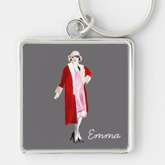 Porte-clés Mode vintage femme années folles (Devant)