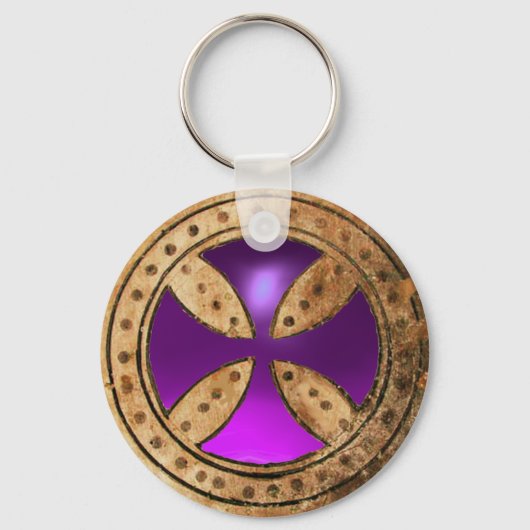 Porte-clés MODÈLE ANTIQUE CROISER Améthyste pourpre Gem (Recto)