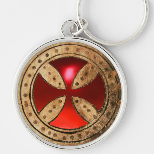 Porte-clés MODÈLE ANTIQUE CROIX Rouge Ruby Gem (Devant)