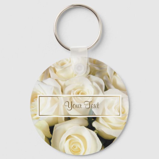Porte-clés Modèle blanc Rose Elegance (Recto)