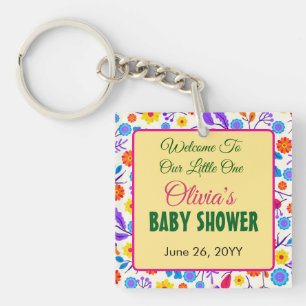 Porte-clés Modèle de Baby Shower Fleur Exotique-23146