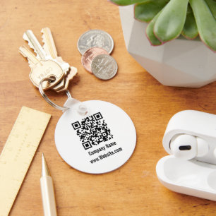 Porte-clés Modèle de code QR en noir et blanc d'entreprise