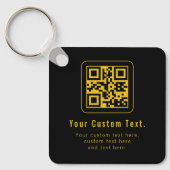 Porte-clés Modèle de code QR et de texte modifiable | Noir et (Recto)