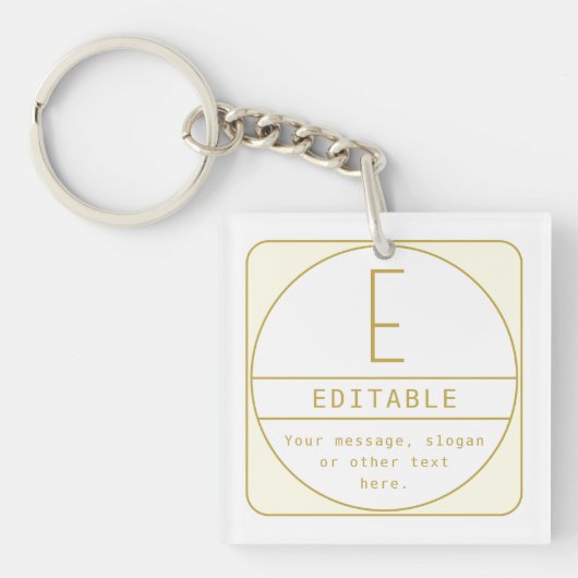 Porte-clés Modèle de design rétro-moderne modifiable en or et (Devant)
