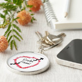 Porte-clés Modèle de flèche du coeur rouge tatoué (Côté)