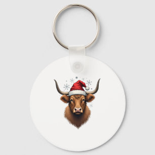 Porte-clés Modèle de Noël de vache Highland vintage avec le S