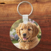 Porte-clés Modèle de photo de nom d'animal de compagnie simpl (Recto)