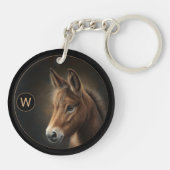 Porte-clés Modèle de portrait équin de mule monogrammé (Dos)