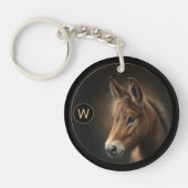 Porte-clés Modèle de portrait équin de mule monogrammé (Devant)