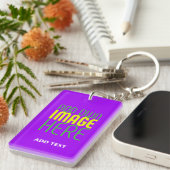 PORTE-CLÉS MODÈLE DE TEXTE D'IMAGE VIOLET SIMPLE MODERNE (Devant droit)