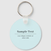 Porte-clés Modèle de texte simple et élégant | Bleu Clair (Verso)