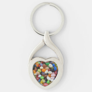 Porte-clés Modèle de texture de bonbons noir bleu bleu bleu 