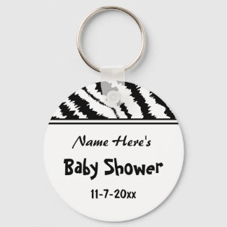 Porte-clés Modèle de zèbre noir et blanc baby shower. Personn