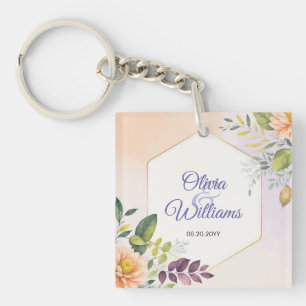 Porte-clés Modèle d'invitation de mariage floral élégant