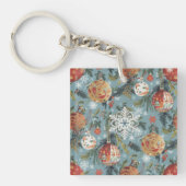 Porte-clés modèle d'ornement de flocon de neige de Noël (Devant)