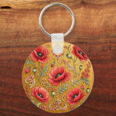 Porte-clés Modèle fleur de pavot doré (Verso)
