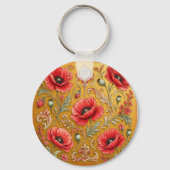 Porte-clés Modèle fleur de pavot doré (Verso)