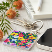 Porte-clés Modèle floral coloré (Devant Droit)