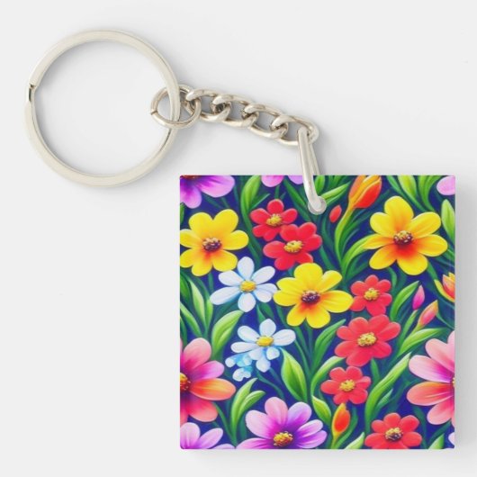 Porte-clés Modèle floral coloré (Devant)